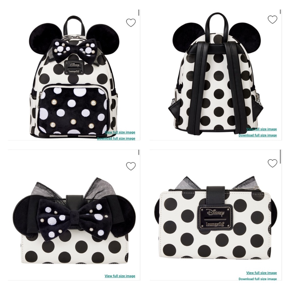 Loungefly Minnie Mouse Exclusive Polka Dot Pearl Mini Backpack & Wallet